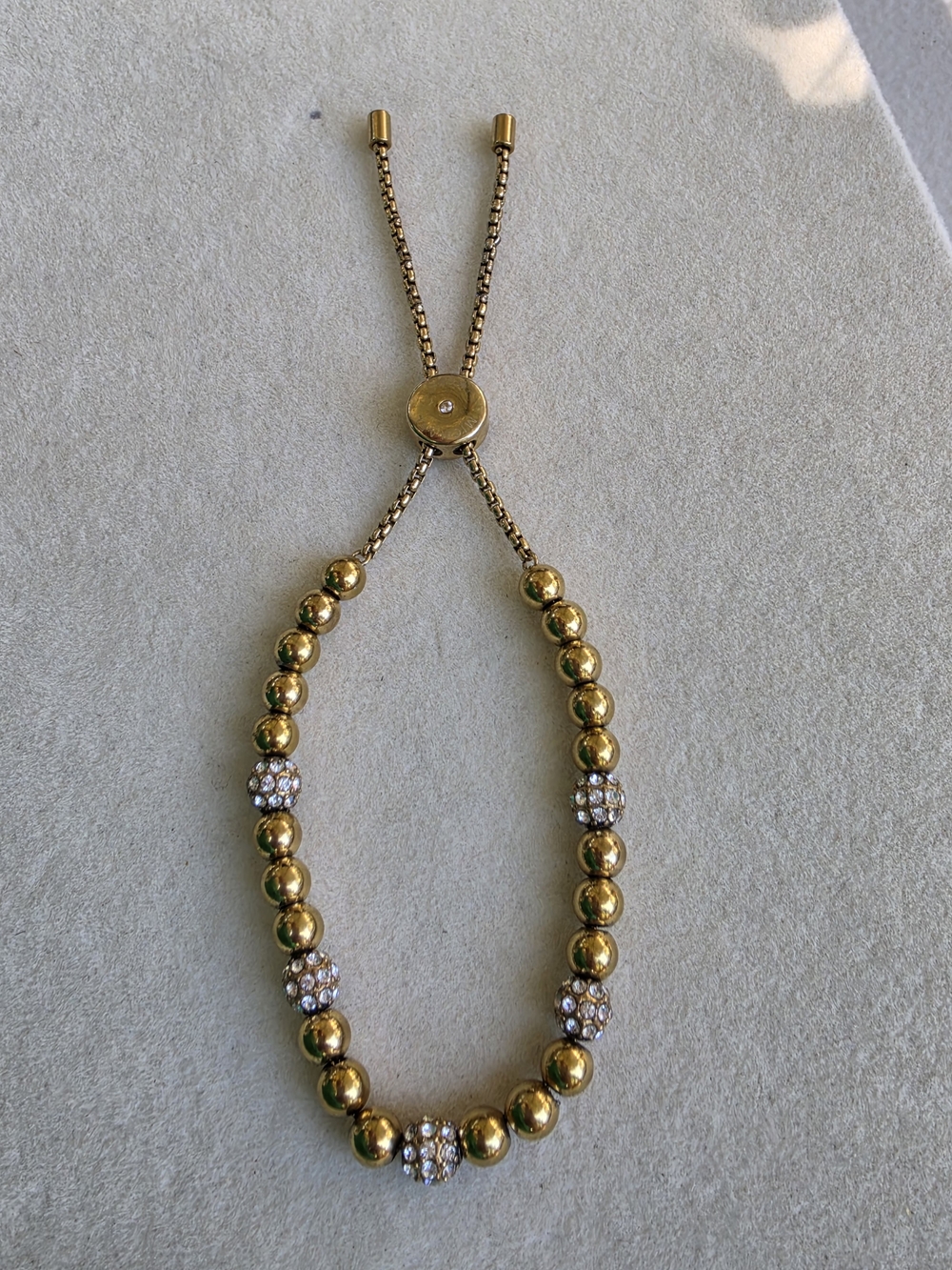 Michael Kors Gold-Tone Adjustable Beaded Bracelet with Crystal Accents